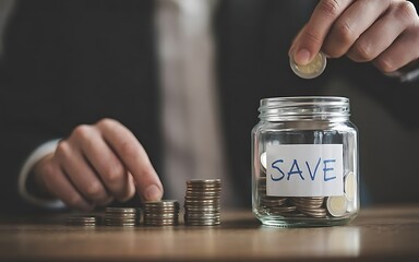 Start saving now for a financially secure future by putting money in a jar for long term goals