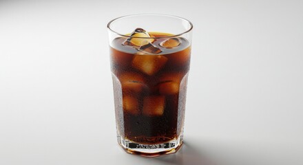 Refreshing Iced Coffee: Tall Glass with Ice Cubes and Condensation