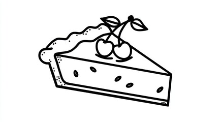 Simple black and white illustration of a pie slice