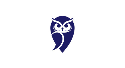 Fototapeta premium Minimalist Owl and Map Pin Logo, Smart Navigation Vector