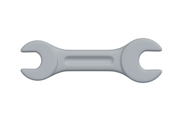 Simple grey wrench tool isolated on white background, minimalistic 3D render illustration