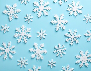 White Snowflakes Pattern On Light Blue Background