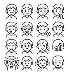 Various expressions of male characters in different emotional states