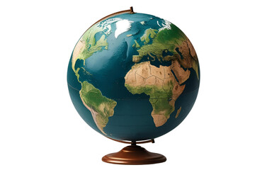 Isolated globe, tilted angle, transparent background 