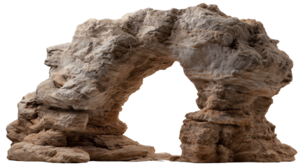 A stunning rock formation with a natural arch and textured surface 