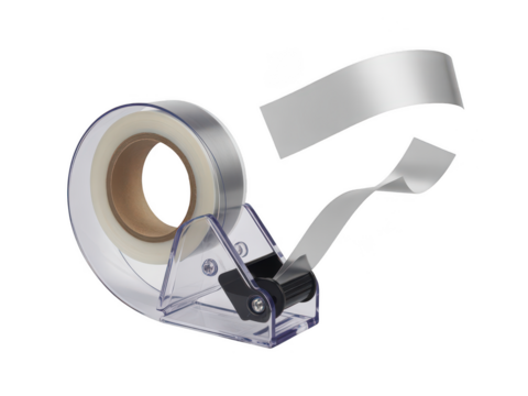 Tape Dispenser with Silver Tape on transparent background - Powered by Adobe