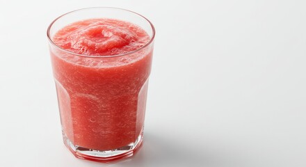 Refreshing Watermelon Slush in Glass, Isolated on White Background, Summer Drink