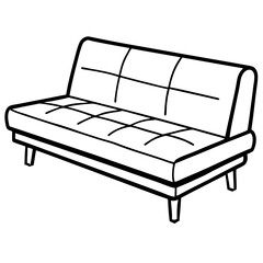 Minimal Futon Sofa Bed Line Art