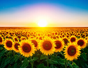 満開のひまわり畑