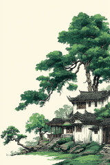 chinese temple in the garden