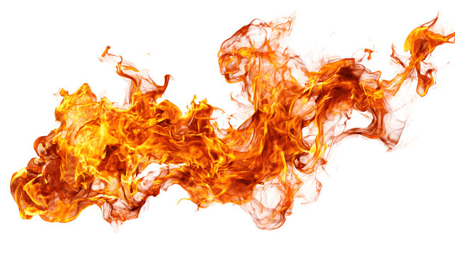 Fiery orange flames blaze intensely on black background abstract art fire design