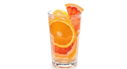 Citrus Infusion: Refreshing Drink with Orange, Grapefruit, and Lemon Slices in Sparkling Water