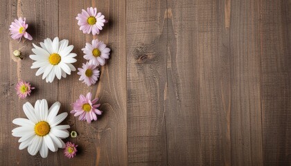 Obraz premium flowers on wooden background
