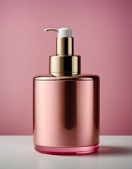 Cosmetic bottle with modern and elegant design, displayed on a soft background. Suitable for product mockups, branding, and packaging design.