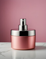 Cosmetic bottle with modern and elegant design, displayed on a soft background. Suitable for product mockups, branding, and packaging design.