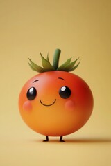 A cute, anthropomorphic tomato design in the style of 3d render. 