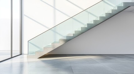 Obraz premium Modern concrete stairs with glass railing