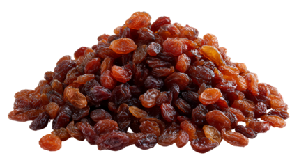 A large pile of sweet brown raisins healthy snack food