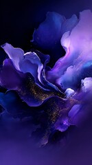Abstract Purple And Blue Artistic Ink Splash Design
