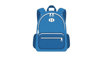 Obraz premium A blue backpack with white zippers and trim isolated on a white background in a simple vector style