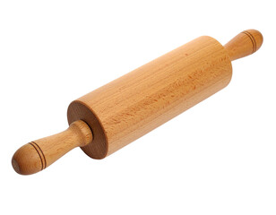 Fototapeta premium Rustic Wooden Rolling Pin, Baking, Kitchen, Isolated, Warm, Natural