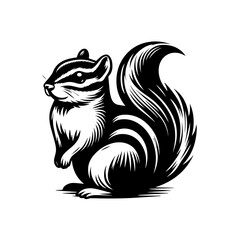 Obraz premium Black and White Squirrel Vector Illustration.