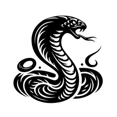 Naklejka premium Stylized Black Cobra Snake Vector Illustration.