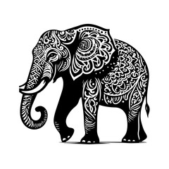 Fototapeta premium Decorative Elephant Silhouette with Intricate Tribal Patterns.