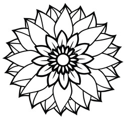 Vector floral illustration with a black and white lotus flower mandala design