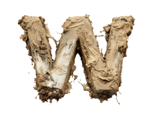 Mud letter W textured font design element