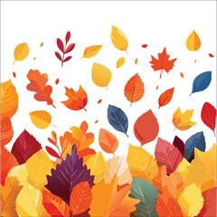 Obraz premium Autumn abstract colorful Background. Fall season and Thanksgiving theme. Editable vector templates with leaves and geometric pattern. Nature elements for poster, banner, cover, card, Sale, advertising