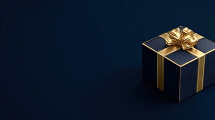 Chic navy blue holiday card with golden sparkle and clean minimal design.