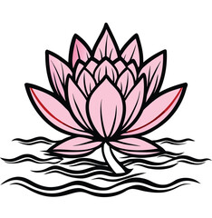 Fototapeta premium Pink lotus flower vector with green leaf and floral elements, a beautiful symbol of nature and purity