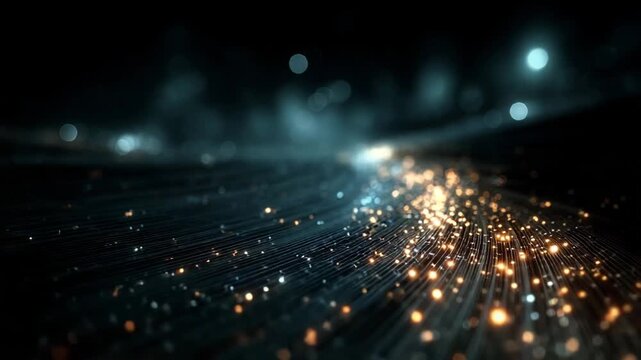Sparkling Lights on the Highway. A mesmerizing nightscape captures the ephemeral dance of light trails on a highway, creating an abstract yet familiar view of motion. Background.