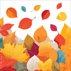 Autumn abstract colorful Background. Fall season and Thanksgiving theme. Editable vector templates with leaves and geometric pattern. Nature elements for poster, banner, cover, card, Sale, advertising