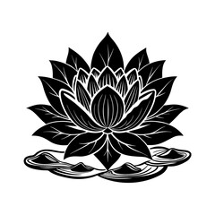 Colorful vector illustration of a beautiful lotus flower blossom with intricate floral and leaf patterns