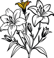 Seamless vintage floral pattern with lilies, leaves, and branches for a spring wallpaper design