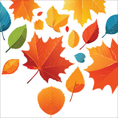 Autumn abstract colorful Background. Fall season and Thanksgiving theme. Editable vector templates with leaves and geometric pattern. Nature elements for poster, banner, cover, card, Sale, advertising