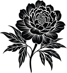 Vintage seamless floral vector pattern with black and white flower illustrations