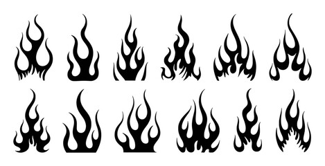 Black flames tribal style graphic elements fire tattoo