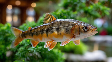 Fototapeta premium Chub swims amidst lush greenery