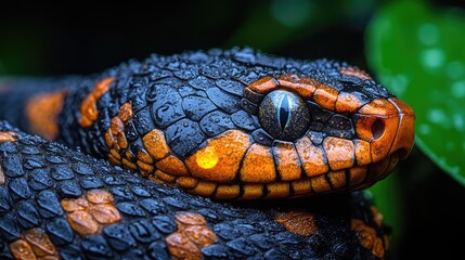 Fototapeta premium Stunning Close-up of a Wet Mangrove Snake