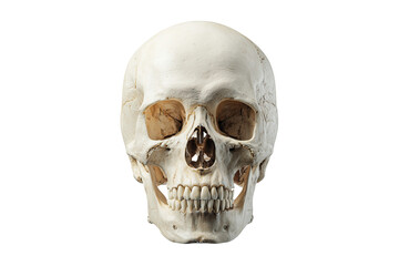 Obraz premium Human skull anatomy front view isolated on transparent background
