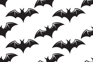 Seamless pattern of black bats on white background