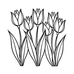 Vector illustration of black and white tulips, a floral art design perfect for nature-inspired patterns or spring decoration