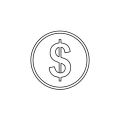 Simple outline illustration of a dollar coin, representing financial currency and value.
