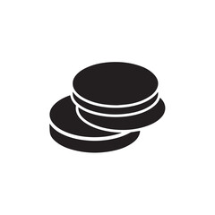 A simple black graphic icon showing a small stack of two round coins or tokens.