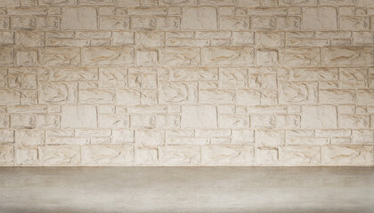 Inside the room, the floor is made of cement and the walls are made of bricks for advertising