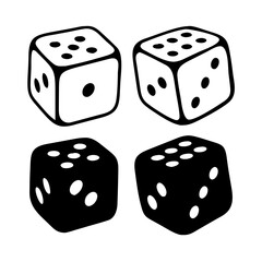 Two Dice Cubes on White Background. Vector icon Illustration