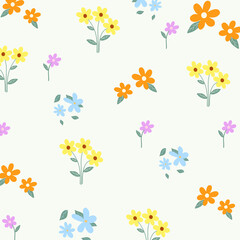 
A vibrant seamless pattern of hand-drawn flowers in a variety of colors. Perfect for textiles, backgrounds, and stationery designs.